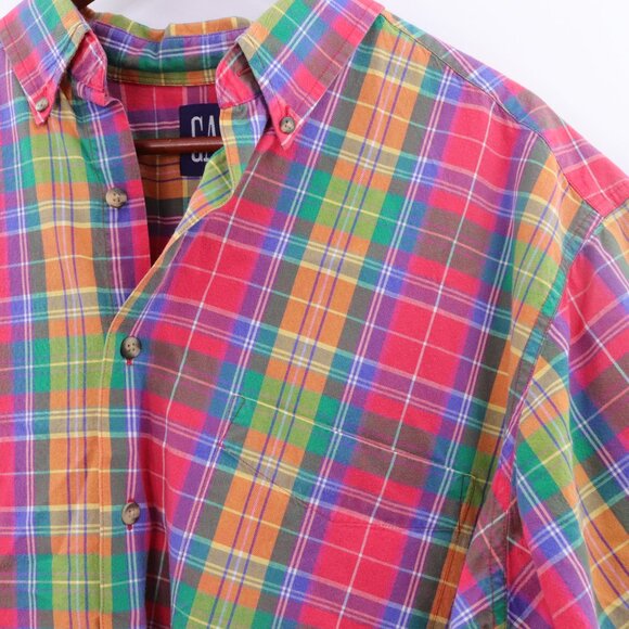 Vintage | 1990's GAP Cotton Short Sleeve Button Down Shirt Large - Picture 3 of 5
